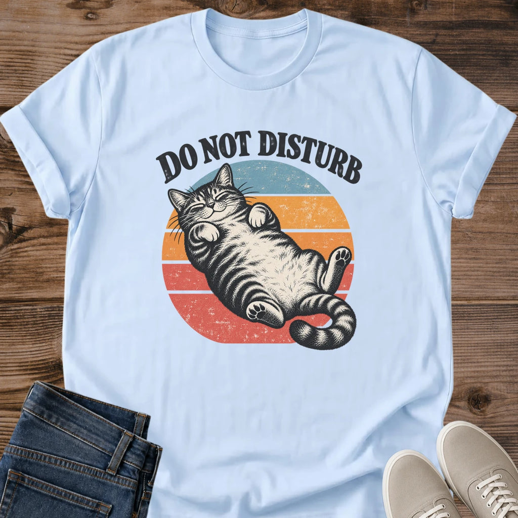 Cat Lover Gift Do Not Disturb Cat Shirt Funny Napping Cat Tee Vintage Sunset Cat Graphic Birthday Gift For Cat Owner Christmas Gift For Cat Mom Self Care Gift Cat Person Tee Pajama Day Shirt Gildan Softstyle Cotton Tee Cat Whisker Co