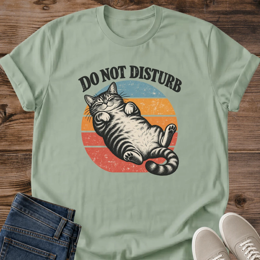 Belly Up Cat Shirt Do Not Disturb Tee Blissful Tabby Napping On Its Back Illustration Faded 70s Sunset Design Lazy Day Shirt Cat Owner Gift For Her Cat Dad Tee Introvert Recharge Tee Soft Cotton Unisex Shirt Cat Whisker Co
