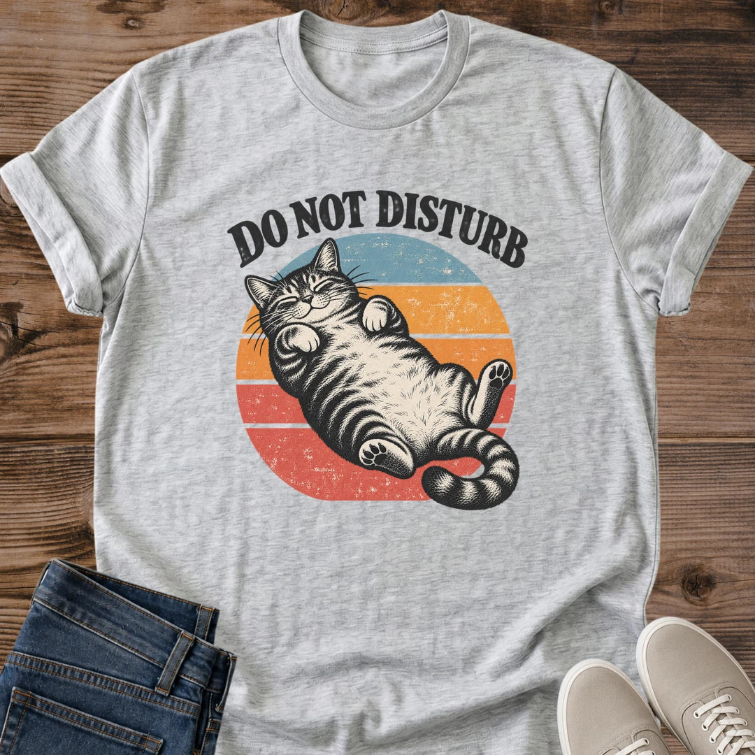 Napping Cat Shirt Do Not Disturb Cat Mom Tee Funny Lazy Cat Gift Retro Sunset Cat Design Cat Humor Shirt For Women And Men Cat Dad Gift Holiday Gift For Cat Owner Sunday Nap Tee Belly Rub Cat Soft Cotton Unisex Tee Cat Whisker Co