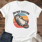 Do Not Disturb Cat Shirt Sand Funny Lazy Cat Tee Tabby Cat Sleeping Belly Up Graphic Retro Sunset Stripes Cat Shirt Nap Time Humor Tee Weekend Mode Shirt Cat Mom Gift Me Time Tee Cat Dad Gildan 64000 Softstyle Unisex Cat Whisker Co
