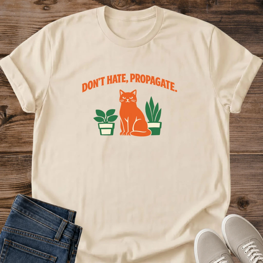 Gardening Shirt Cat Plant Design Botanical Tee Cottagecore Aesthetic Retro Vintage Style Ginger Cat Illustration Potted Plants Vines Pattern Soft Comfortable Fabric Lightweight Casual Wear Plant Lover Apparel Perfect Gift Nature Enthusiast
