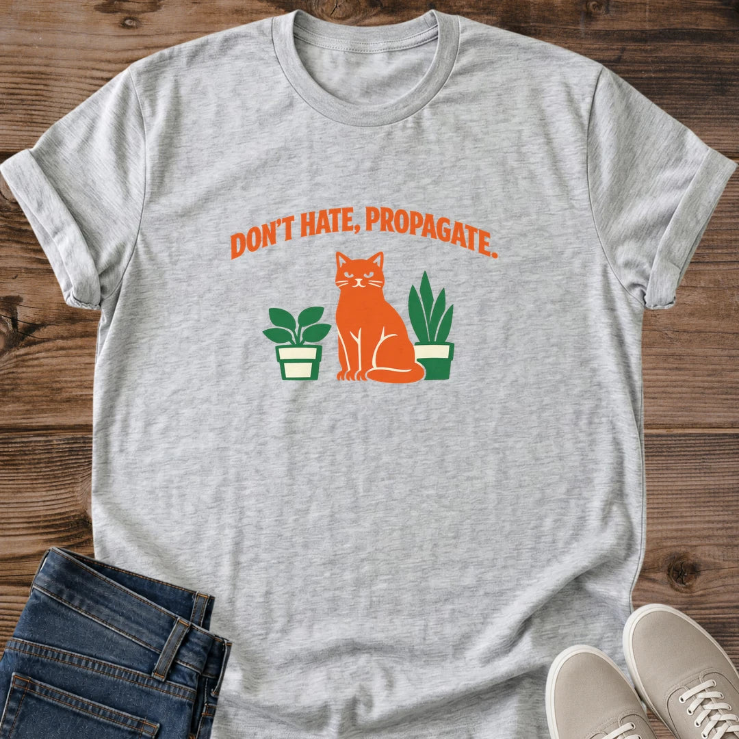 Cat Plant Shirt Cottagecore Style Tee Botanical Design Retro Graphic Shirt Ginger Cat Illustration Potted Plants Pattern Vintage Aesthetic Apparel Plant Lover Gift Perfect Present Soft Comfortable Fabric Lightweight Breathable Material
