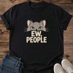 Ew People Cat Shirt Black Funny Sarcastic Cat Tee Annoyed Gray Cat Face Graphic Introvert Humor Shirt Antisocial Cat Tee Cat Attitude Shirt Cat Mom Gift Cat Lover Gift Ew People Meme Tee Gildan 64000 Softstyle Unisex Cat Whisker Co