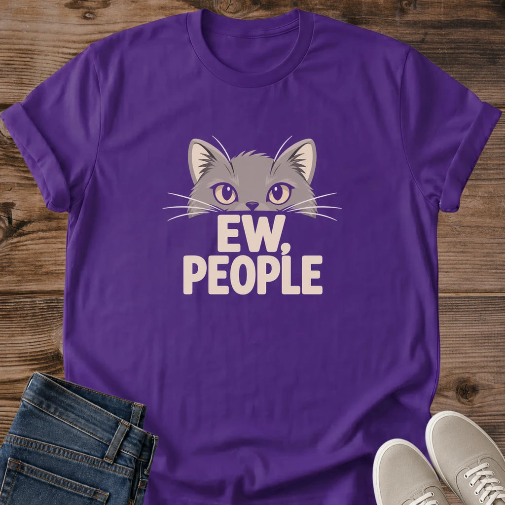 Cat Lover Gift Ew People Shirt Funny Antisocial Cat Tee Cartoon Cat Face Graphic Birthday Gift For Cat Owner Christmas Gift For Cat Mom Introvert Gift Cat Person Tee Sassy Cat Shirt Gildan Softstyle Cotton Tee Cat Whisker Co