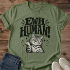 Ewh Human Cat Shirt Sassy Thumbs Down Cat Tee Sarcastic Cat Lover Gift Idea Softstyle Ring Spun Cotton Relaxed Fit Everyday Casual Wear Bold Print Cat Owner Apparel Statement Piece Lightweight Layering For Home And Fall