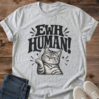 Sassy Cat Tee Ewh Human Thumbs Down Design Sarcastic Cat Lover Gift For Her Softstyle Cotton Comfortable Relaxed Fit Casual Weekend Wear Bold Print Cat Mom Statement Apparel Everyday Layering Piece For Fun And Everyday
