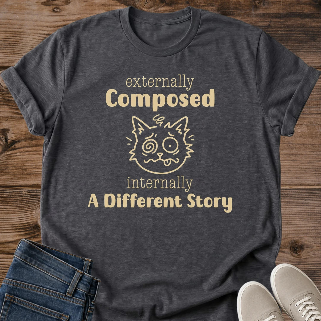 Minimal Cat Quote Shirt Mental Health Awareness Tshirt Introvert Honest Message Design Small Paw Print Typography Detail Casual Everyday Apparel Cat Lover Gift Idea Anxiety Support Clothing Relatable Humor Shirt Understated Fashion