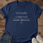 Introvert Cat Lover Shirt Mental Health Quote Tshirt Honest Message Design Composed Externally Internally Different Story Minimal Typography Style Small Paw Print Accent Anxiety Awareness Apparel Relatable Humor Clothing Cat Person Gift