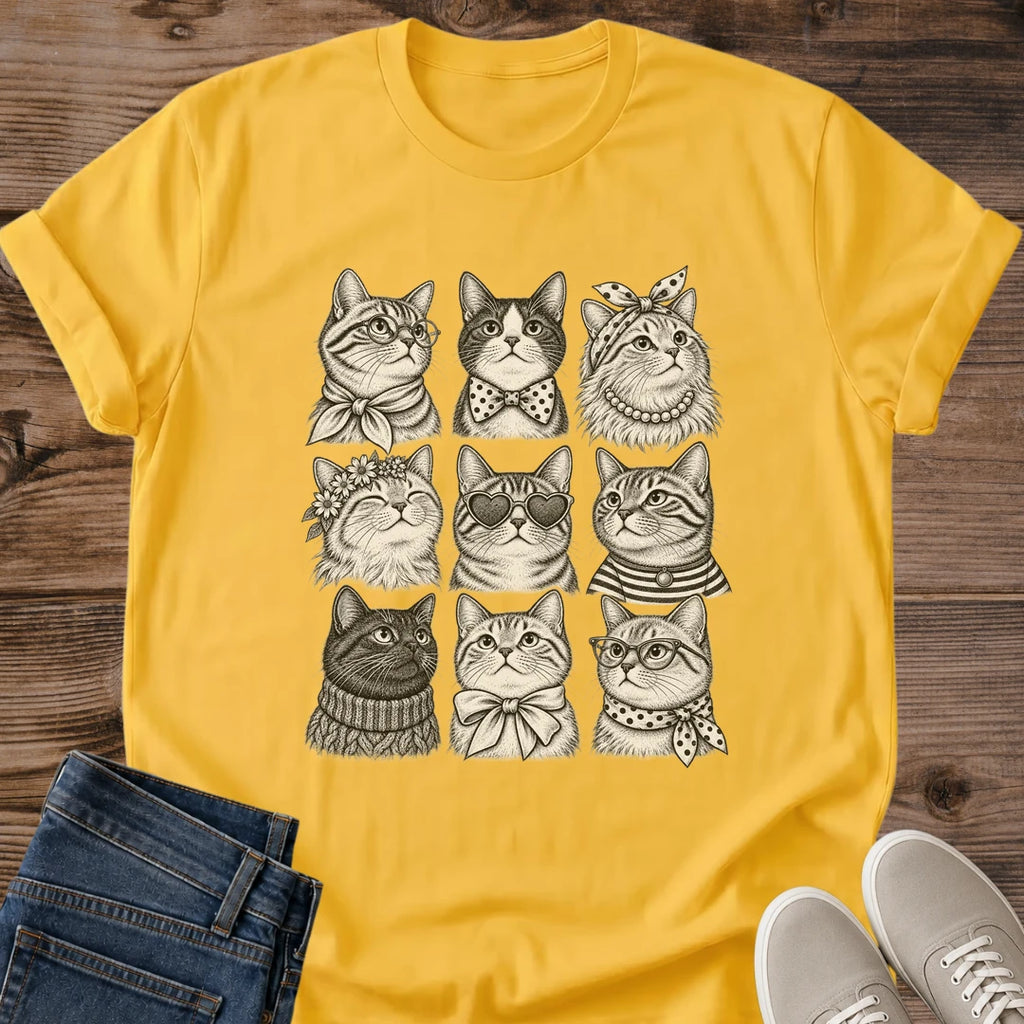 Cat Lover Gift Fancy Cats Shirt Cats In Accessories Tee Vintage Cat Portrait Graphic Birthday Gift For Cat Owner Christmas Gift For Cat Mom Multi Cat Household Gift Cat Person Tee Bow Cat Tee Gildan Softstyle Cotton Tee Cat Whisker Co
