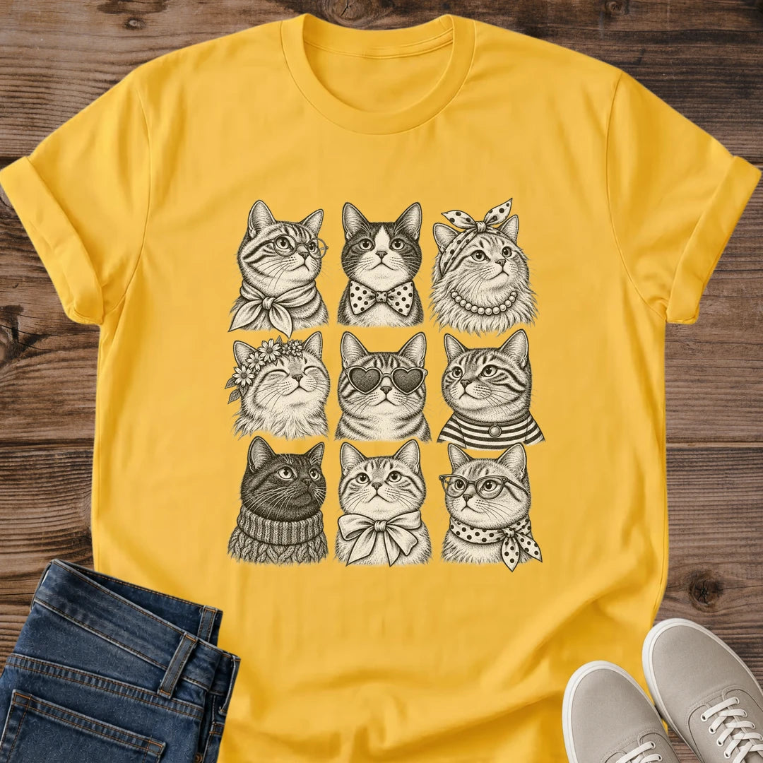 Cat Lover Gift Fancy Cats Shirt Cats In Accessories Tee Vintage Cat Portrait Graphic Birthday Gift For Cat Owner Christmas Gift For Cat Mom Multi Cat Household Gift Cat Person Tee Bow Cat Tee Gildan Softstyle Cotton Tee Cat Whisker Co