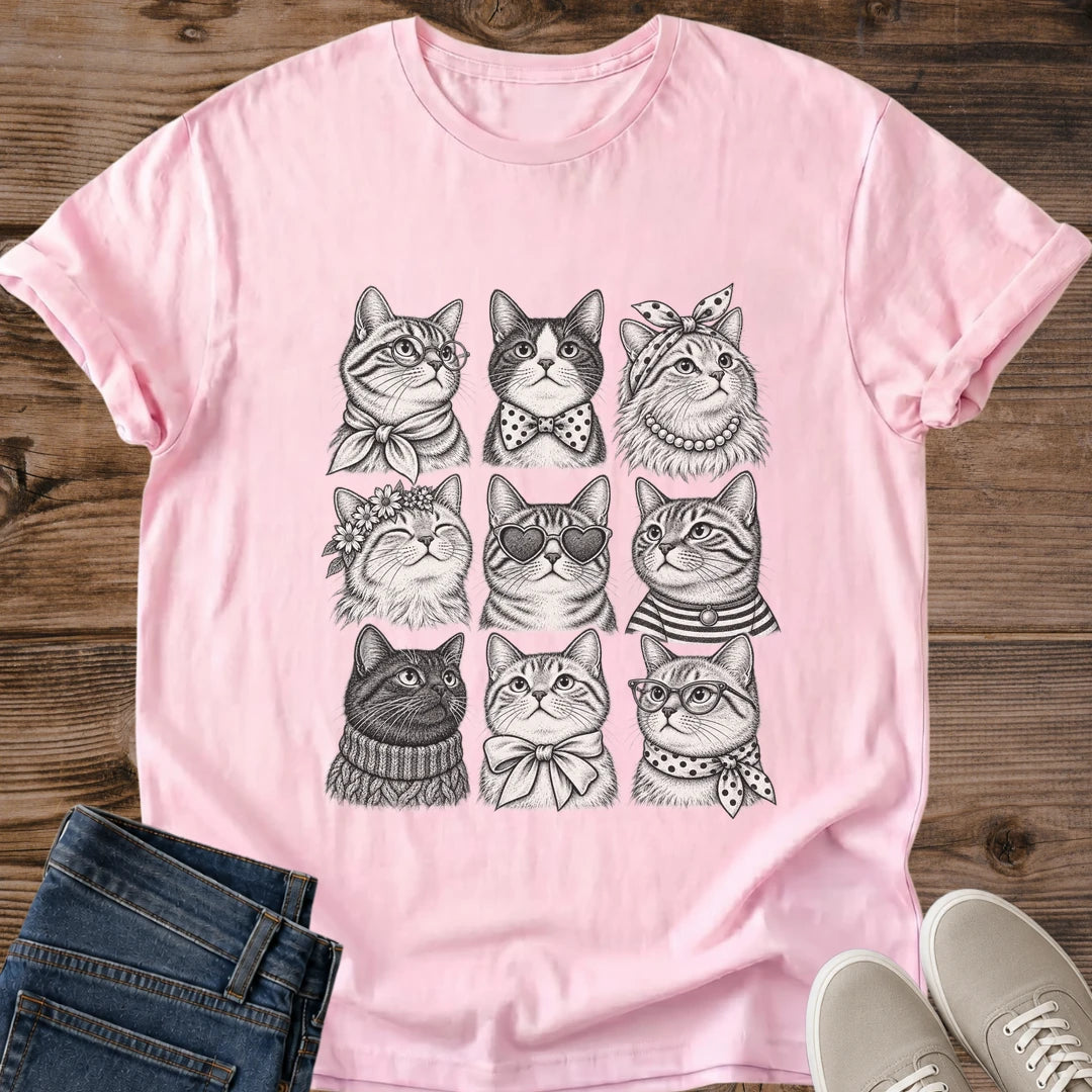 Cat Lover Gift Fancy Cats Shirt Cats In Accessories Tee Vintage Cat Portrait Graphic Birthday Gift For Cat Owner Christmas Gift For Cat Mom Multi Cat Household Gift Cat Person Tee Bow Cat Tee Gildan Softstyle Cotton Tee Cat Whisker Co