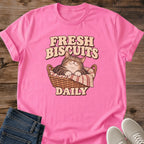 Baker Gift Fresh Biscuits Daily Cat Shirt Funny Baking Cat Tee Retro Bread Basket Cat Graphic Birthday Gift For Cat Owner Christmas Gift For Cat Mom Home Baker Gift Cat Person Tee Gildan Softstyle Cotton Tee Cat Whisker Co