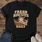 Funny Baking Shirt Fresh Biscuits Daily Cat Mom Tee Bakery Cat Gift Vintage Bread Basket Cat Design Cat Shirt For Women And Men Cat Dad Gift Holiday Gift For Baker Sourdough Lover Tee Soft Cotton Unisex Tee Cat Whisker Co