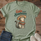 Sombrero Cat Tee Gato En Un Sombrero Illustrated Poncho Design Cute Cat Lover Gift For Her Softstyle Cotton Comfortable Relaxed Fit Casual Weekend Wear Colorful Print Cat Mom Statement Apparel Everyday Layering Piece