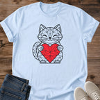 Low Poly Cat Shirt Geometric Heart Cute Cat Tee Hand Drawn Faceted Cat Outline Black And Red Graphic Cat Owner Shirt Gift For Cat Lovers Modern Geometric Art Tee Cute Love Cat Shirt Unisex Ringspun Cotton Shirt Cat Whisker Co
