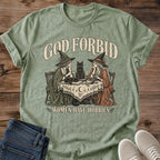 Vintage Cat Lover Tee God Forbid Women Have Hobbies Witchy Card Game Design Cotton Cat Mom Gift Shirt Funny Aesthetic Softstyle Ring Spun Fabric Relaxed Retail Fit Casual Weekend Layering Statement Piece Everyday Wear