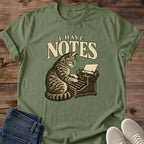 Writer Cat Tee I Have Notes Typewriter Design Funny Cat Lover Gift For Her Softstyle Cotton Comfortable Relaxed Fit Casual Weekend Wear Vintage Print Cat Mom Statement Apparel Everyday Layering Piece For Fun And Everyday