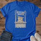 Gift For Cat Owner Novelty Present Shirt Vintage Graphic Tee Design Grumpy Cat Hissing Booth Print Soft Comfortable Fabric Casual Everyday Wear Statement Piece Apparel Retro Style Clothing Cat Lover Essential Quality Construction Durable
