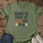 Funny Cat Shirt Graphic Tee Design Rainbow Paw Print Pattern Home Statement Apparel Cat Lover Gift Idea Pet Parent Clothing Casual Wear Essential Cat Mom Tee Bold Colorful Design Feline Enthusiast Present Kitty Owner Shirt Birthday Gift
