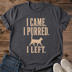 Vintage Cat Graphic Tee Shirt Design Retro Cat Lover Gift Perfect Present Soft Cotton Comfortable Crew Neck Casual Everyday Wear Minimalist Cat Silhouette Bold Block Lettering Playful Design Humorous Cat Enthusiast Apparel Novelty Pet Lover