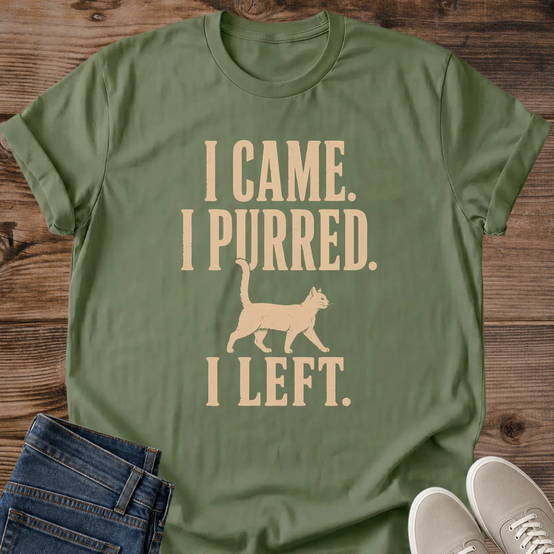 Comfortable Cotton Cat Tee Shirt Soft Casual Everyday Wear Vintage Graphic Design Playful Cat Silhouette Bold Retro Lettering Cat Lover Gift Present Humorous Pet Enthusiast Apparel Crew Neck Relaxed Fit Novelty Statement Shirt