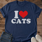 Retro Cat Tshirt Orange Cotton Blend Cute Feline Graphic Design Soft Ring Spun Fabric Comfortable Daily Wear Classic Fit Crew Neck Style Ribbed Collar Detail Shoulder Tape Construction Casual Animal Theme Shirt Perfect Cat Parent Gift Cozy