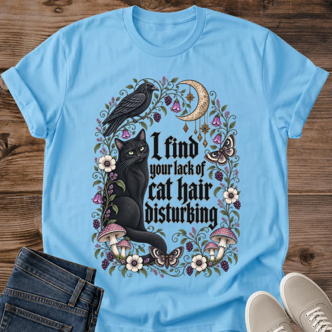 Black Cat Quote Shirt Lack Of Cat Hair Cat Mom Tee Witchy Cat Gift Vintage Gothic Floral Cat Design Cat Shirt For Women And Men Cat Dad Gift Holiday Gift For Cat Owner Fur Is Fashion Tee Soft Cotton Unisex Tee Cat Whisker Co
