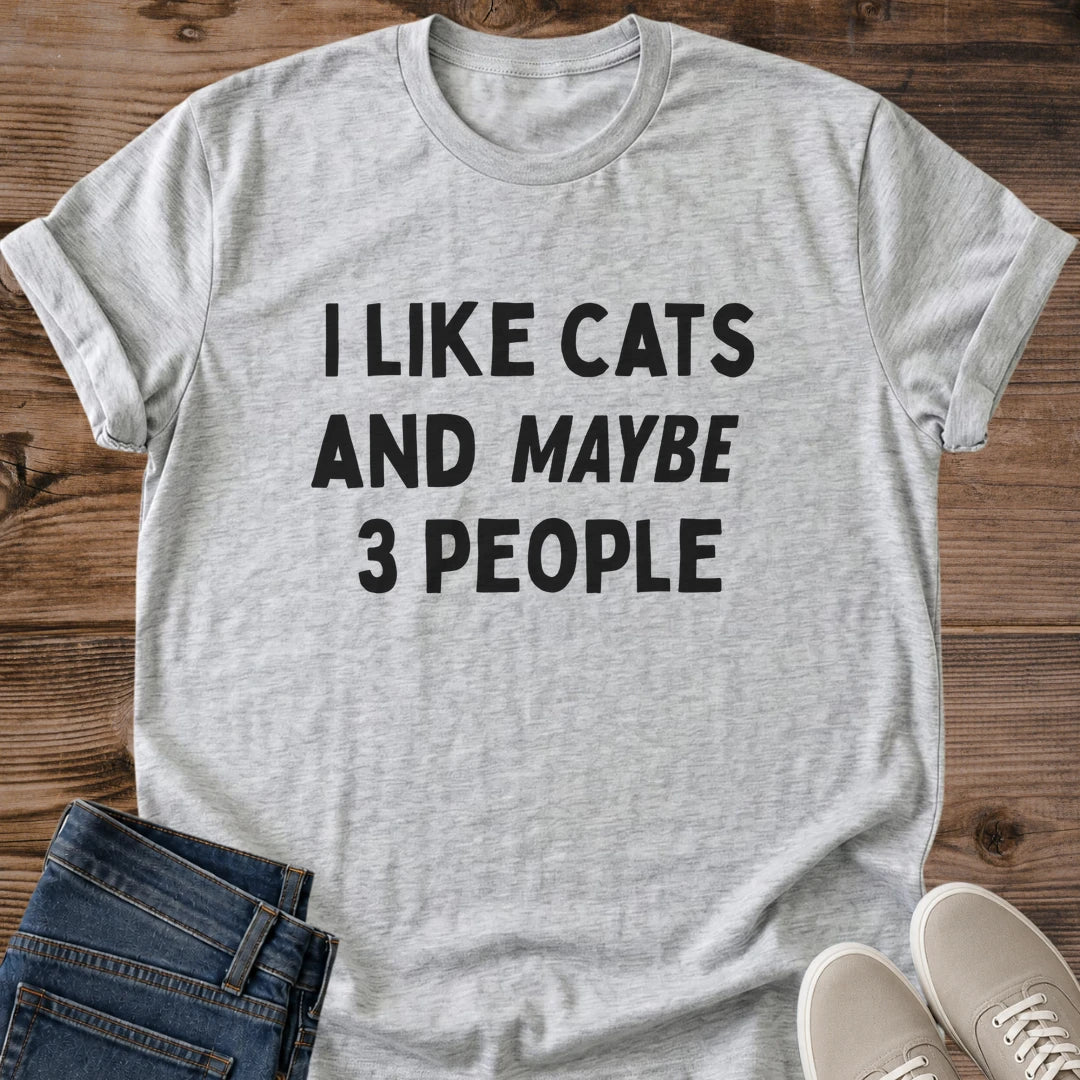 Novelty Cat Shirt Design Funny Gift For Introverts Cat Lover Graphic Tee Sarcastic Humor Apparel Soft Cotton Casual Wear Comfortable Crewneck Style Relaxed Fit Cat Person Statement Piece Cozy Weekend Outfit Gift Idea