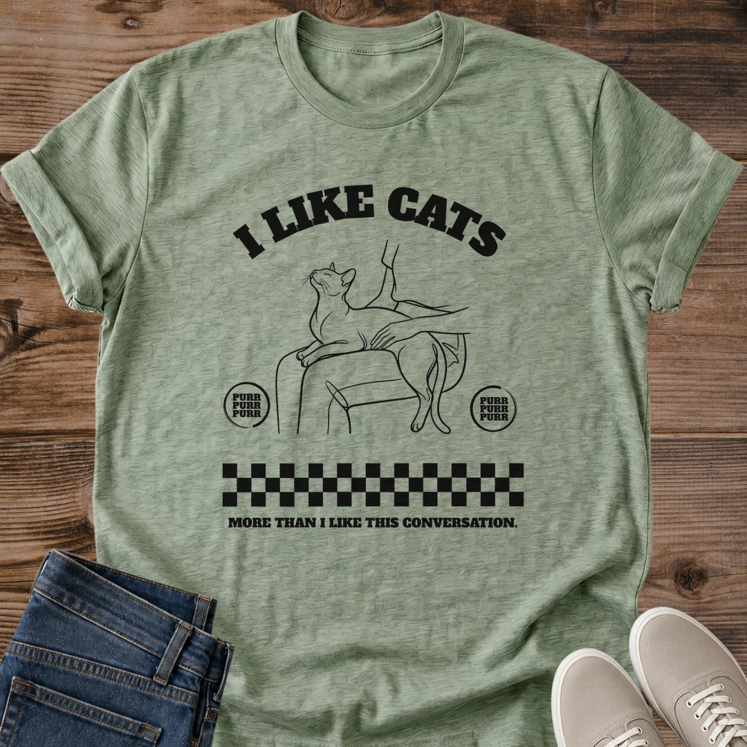 Minimalist Cat T Shirt Line Art Design Retro Typography Graphic Tee Vintage Aesthetic Cotton Shirt Casual Wear For Cat Lovers Soft Comfortable Fabric Single Line Cat Illustration Relaxed Feline Artwork Perfect Gift Idea Everyday Fashion