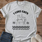 Cat Enthusiast T Shirt Unique Line Art Feline Design Retro Vintage Style Cotton Tee Minimalist Graphic Apparel Casual Comfortable Wear Soft Breathable Fabric Cat Lover Gift Perfect Present Everyday Fashion Relaxed Cat Illustration Quality