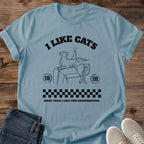 Soft Cotton Cat Tee Comfortable Casual Wear Retro Graphic Design Minimalist Line Art Illustration Cat Lover Shirt Vintage Style Apparel Breathable Fabric Everyday Fashion Relaxed Feline Design Perfect Gift For Cat Enthusiasts Durable