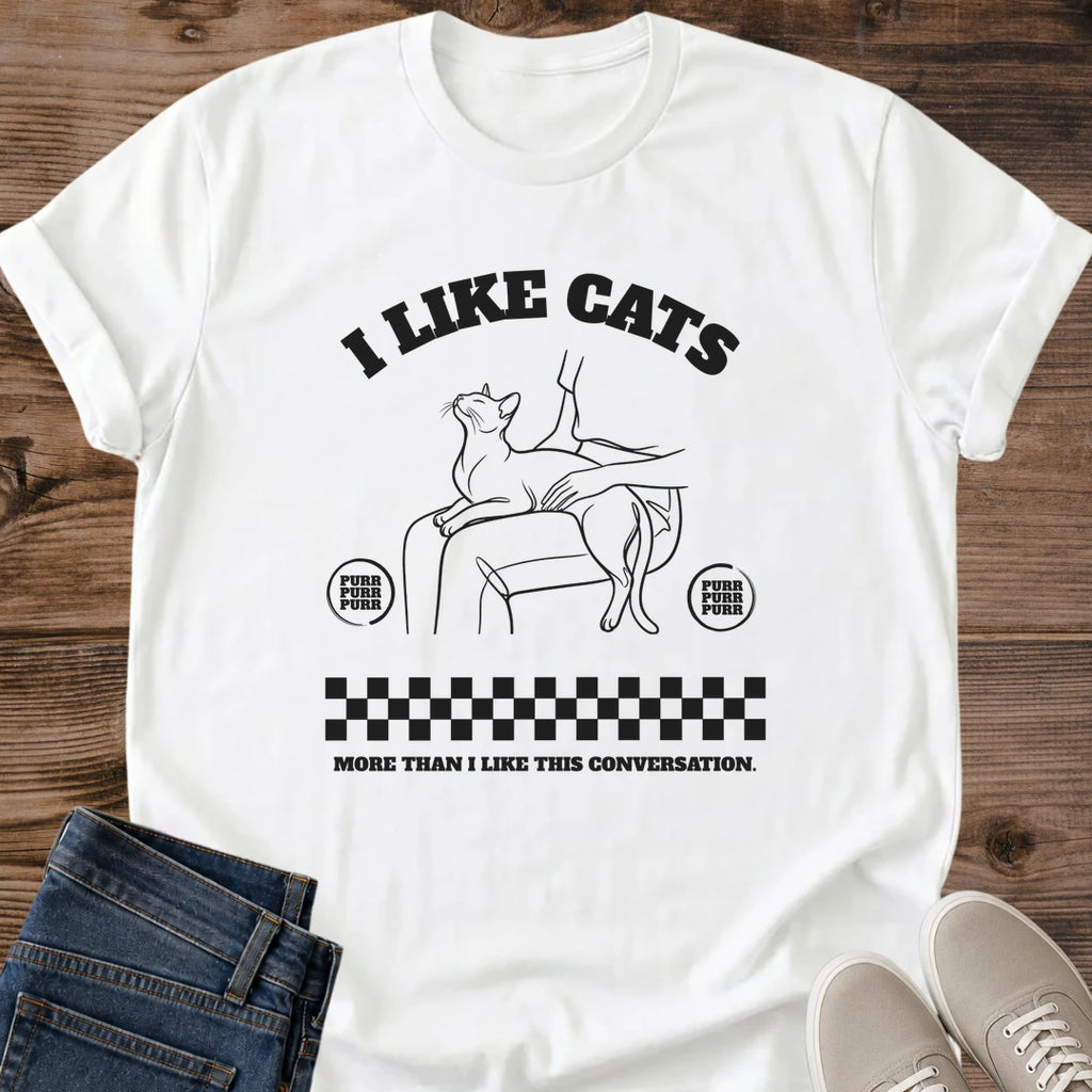 Cat T Shirt – Retro Line Art Design for Cat Lovers
