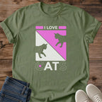 Cat Enthusiast Tshirt Retro Pink Design Graphic Cat Silhouettes Bold Statement Piece Casual Everyday Fashion Soft Cotton Ring Spun Fabric Comfortable Classic Fit Perfect Gift For Cat Lover Pet Owner Present Feline Fan Essential Modern