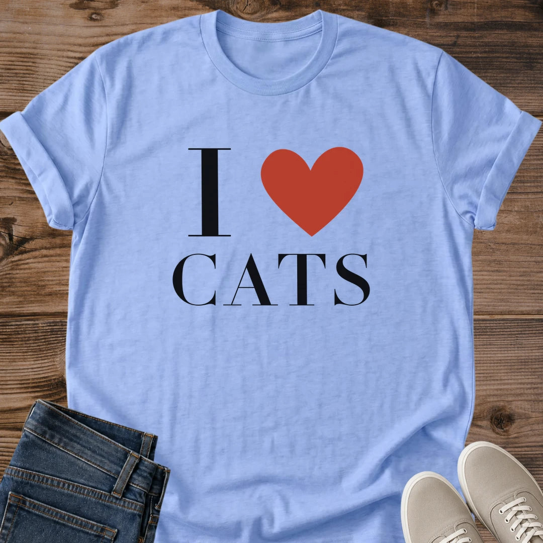 Love Cats Shirt I Heart Cats Classic Tee Big Red Heart And Elegant Serif Font Graphic Cat Owner Shirt Gift For Cat Lovers Statement Cat Tee Timeless Cat Shirt Cat Mom And Cat Dad Tee Unisex Ringspun Cotton Shirt Cat Whisker Co