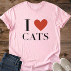 I Heart Cats Shirt I Love Cats Tee Bold Black Serif Letters With Big Red Heart Design Clean Minimal Cat Lover Shirt Cat Owner Gift For Her Cat Dad Tee Everyday Cat Tee Classic Typography Soft Cotton Unisex Shirt Cat Whisker Co