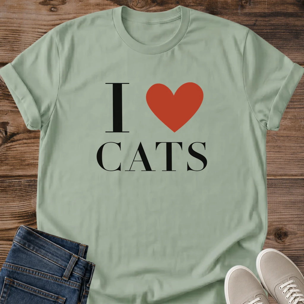 Love Cats Shirt I Heart Cats Classic Tee Big Red Heart And Elegant Serif Font Graphic Cat Owner Shirt Gift For Cat Lovers Statement Cat Tee Timeless Cat Shirt Cat Mom And Cat Dad Tee Unisex Ringspun Cotton Shirt Cat Whisker Co