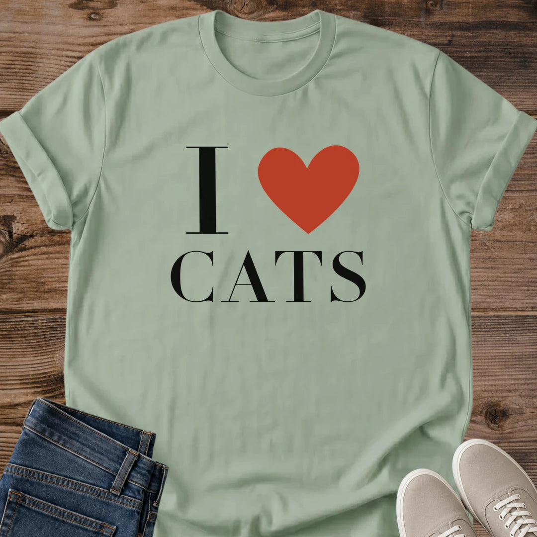 Love Cats Shirt I Heart Cats Classic Tee Big Red Heart And Elegant Serif Font Graphic Cat Owner Shirt Gift For Cat Lovers Statement Cat Tee Timeless Cat Shirt Cat Mom And Cat Dad Tee Unisex Ringspun Cotton Shirt Cat Whisker Co