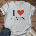 Cat Lover Gift I Love Cats Shirt Simple Heart Cat Tee Minimal Text Graphic Birthday Gift For Cat Owner Valentines Day Gift Christmas Gift For Cat Mom Galentines Gift Cat Person Tee Gildan Softstyle Cotton Tee Cat Whisker Co