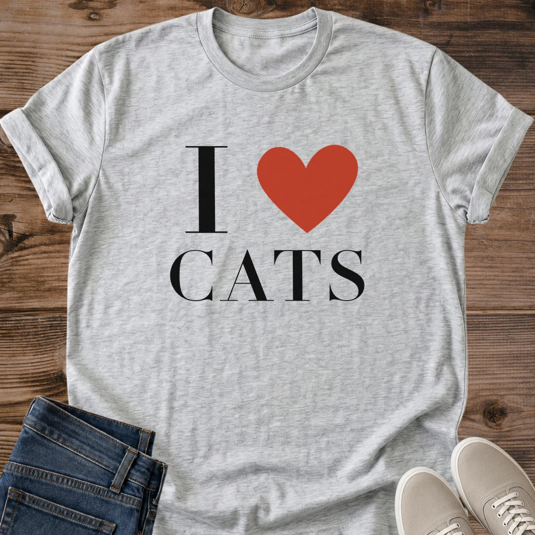 Cat Lover Gift I Love Cats Shirt Simple Heart Cat Tee Minimal Text Graphic Birthday Gift For Cat Owner Valentines Day Gift Christmas Gift For Cat Mom Galentines Gift Cat Person Tee Gildan Softstyle Cotton Tee Cat Whisker Co