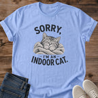 Cat Lover Graphic Tee Funny Indoor Cat Shirt Soft Vintage Cotton Fabric Comfortable Relaxed Fit Style Lightweight Crew Neck Design Perfect Everyday Wear Gift Cozy Casual Outfit Essential Weekend Loungewear Textured Print Natural Color Lived