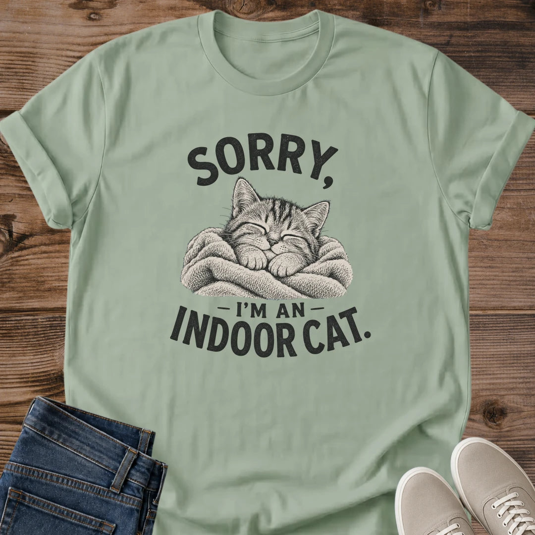 Funny Cat Shirt Indoor Cat Graphic Tee Vintage Style Design Soft Cotton Fabric Relaxed Fit Crew Neck Lightweight Comfort Clothing Perfect Gift Cat Lover Present Casual Everyday Wear Cozy Weekend Outfit Comfortable Loungewear Essential