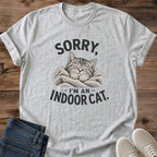 Vintage Style Cat Shirt Soft Cotton Graphic Tee Relaxed Fit Design Lived In Look Natural Color Palette Textured Print Details Indoor Cat Lover Gift Perfect Casual Wear Comfortable Crew Neck Lightweight Fabric Cozy Weekend Outfit Everyday