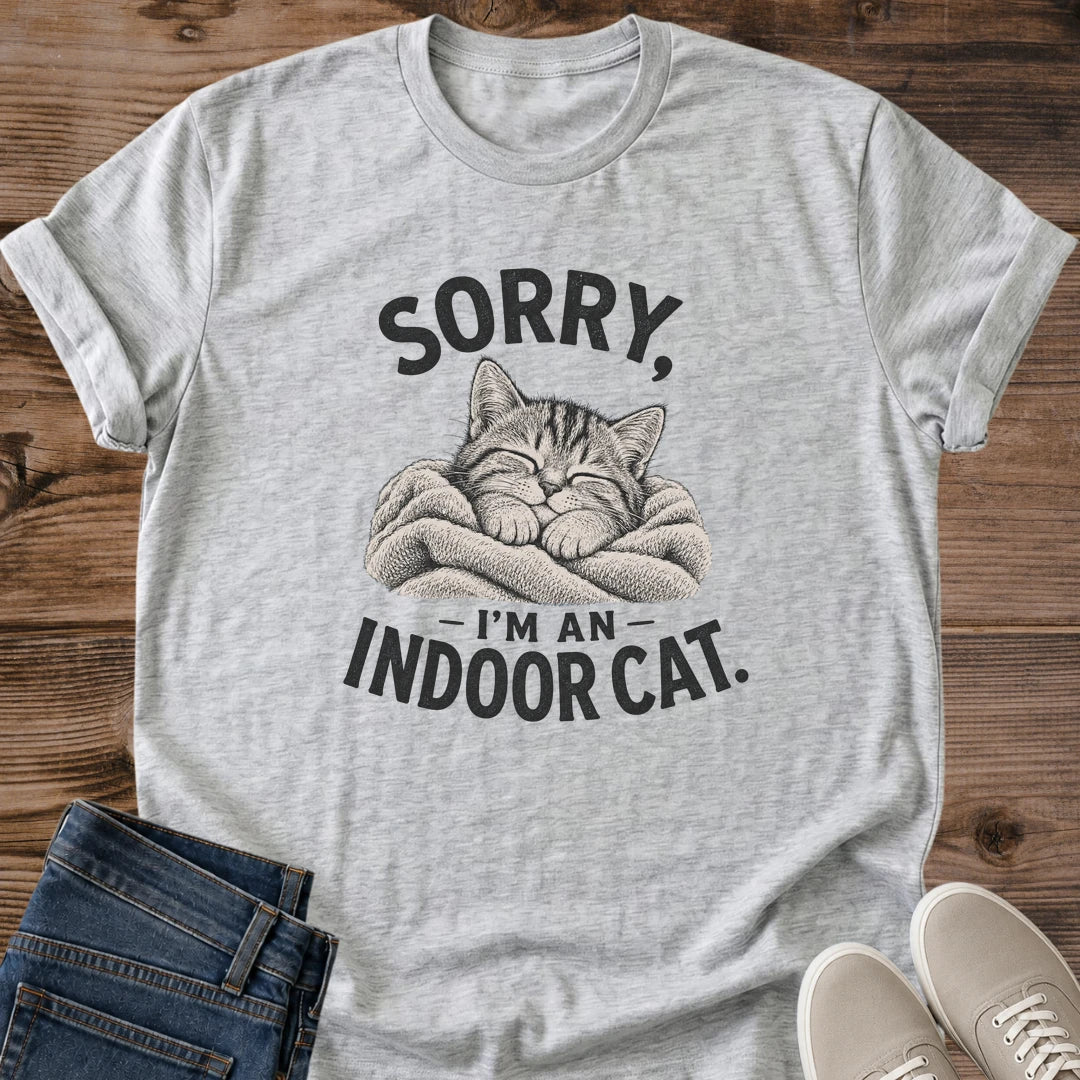 Vintage Style Cat Shirt Soft Cotton Graphic Tee Relaxed Fit Design Lived In Look Natural Color Palette Textured Print Details Indoor Cat Lover Gift Perfect Casual Wear Comfortable Crew Neck Lightweight Fabric Cozy Weekend Outfit Everyday