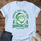 Cat Lover Christmas Gift Jingle All The Way Cat Shirt Cute Christmas Cat Tee Vintage Holiday Cat Graphic Secret Santa Gift For Cat Mom Stocking Stuffer For Cat Lover Cat Person Tee Family Christmas Shirt Gildan Softstyle Cotton Tee Cat Whisker Co