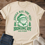 Cute Christmas Cat Shirt Bringing Joy And Purrs Santa Hat Cat Tee Vintage Cat Sketch Green Ink Holiday Graphic Cozy Cottagecore Christmas Shirt Cat Owner Tee Gift For Cat Lovers Christmas Morning Tee Unisex Ringspun Cotton Shirt Cat Whisker Co