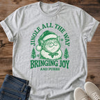Santa Cat Shirt Bringing Joy And Purrs Tee Happy Cat In Santa Hat With Holly Illustration Pine Tree Christmas Design Cute Holiday Cat Mom Shirt Cat Owner Gift For Her Cat Dad Christmas Tee Soft Cotton Unisex Shirt Cat Whisker Co