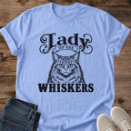 Comfortable Cat Lover Shirt Vintage Tabby Cat Design Soft Lightweight Cotton Tee Lady Whiskers Retro Graphic Perfect Pet Owner Gift Casual Everyday Apparel Natural Flecked Fabric Cozy Lounge Wear Style Animal Themed Clothing Comfortable