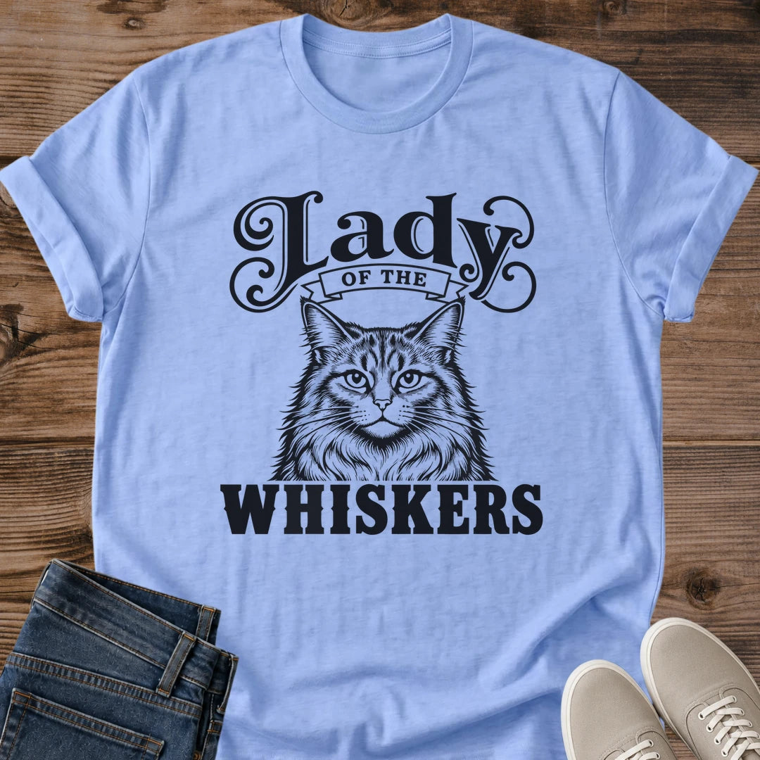 Comfortable Cat Lover Shirt Vintage Tabby Cat Design Soft Lightweight Cotton Tee Lady Whiskers Retro Graphic Perfect Pet Owner Gift Casual Everyday Apparel Natural Flecked Fabric Cozy Lounge Wear Style Animal Themed Clothing Comfortable