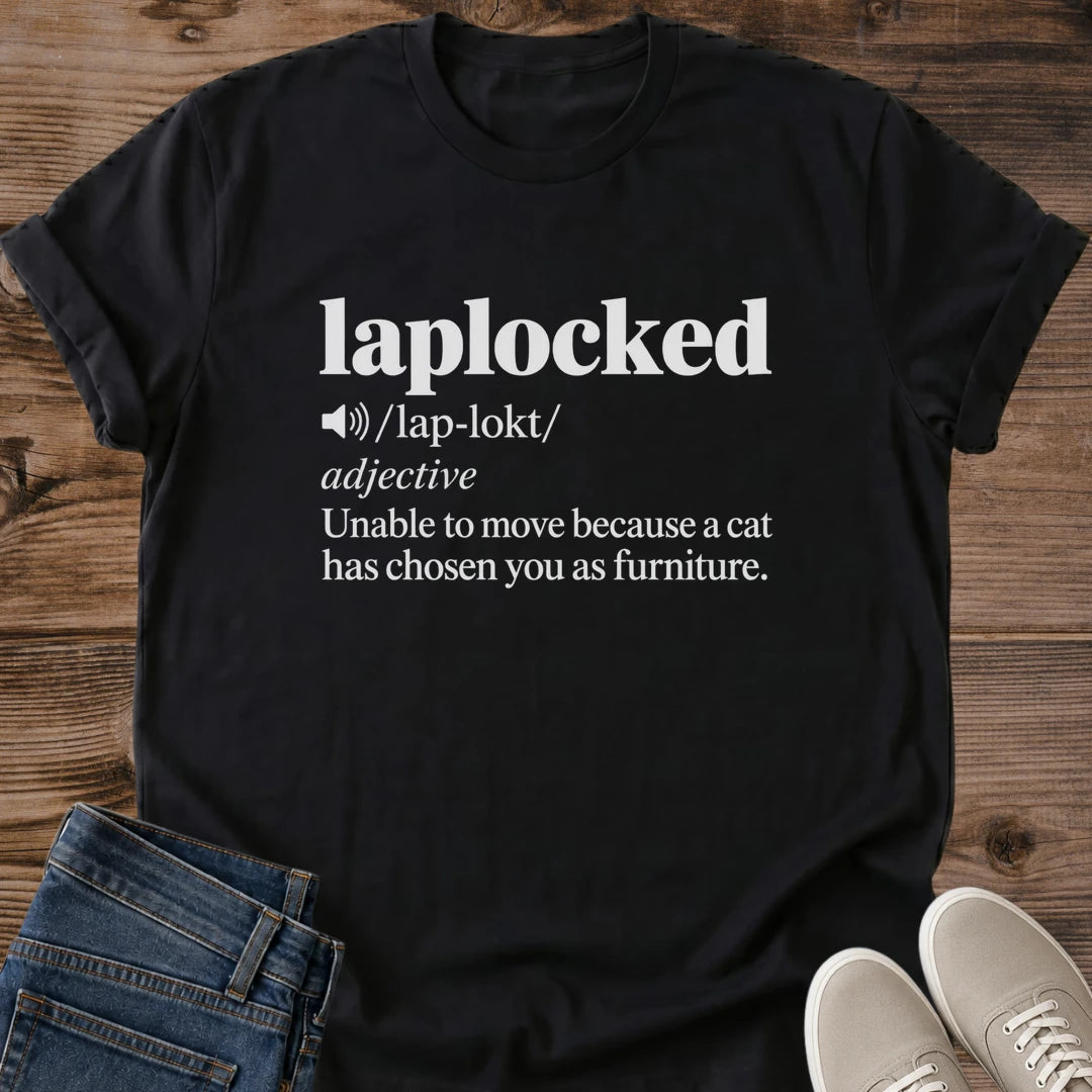 Cat Furniture Shirt Laplocked Cat Mom Tee Funny Lap Cat Gift Minimal Definition Design Cat Shirt For Women And Men Cat Dad Gift Holiday Gift For Cat Owner Cant Move Cat On Me Tee Cozy Couch Soft Cotton Unisex Tee Cat Whisker Co