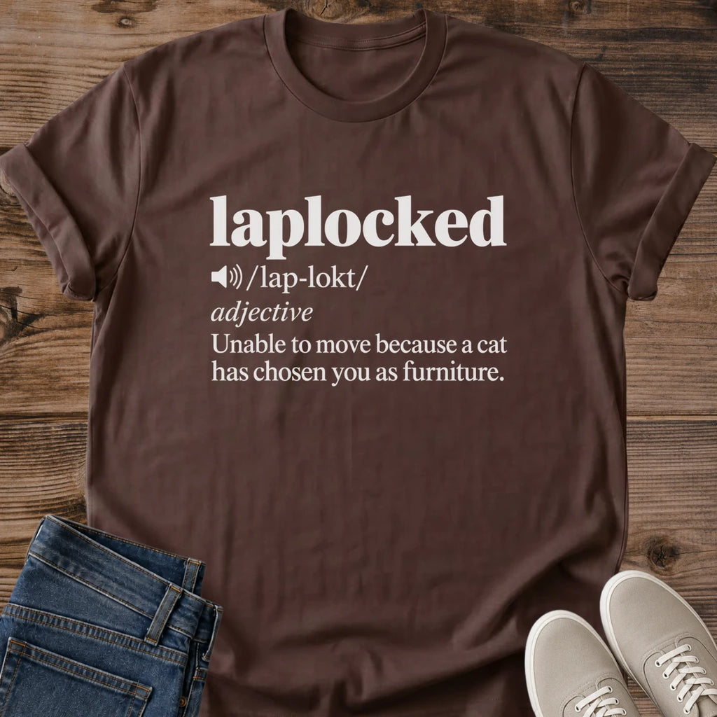 Cat On Lap Shirt Laplocked Tee Unable To Move Because A Cat Is Sleeping On You Funny Adjective Definition Classic Serif Typography Cat Owner Gift For Her Cat Dad Tee Lap Cat Shirt Couch Day Soft Cotton Unisex Shirt Cat Whisker Co